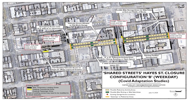 Shared Streets Hayes St. Closure Map Weekday
